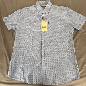 Barbour Shirt Mens Large Blue Tailored Fit Taylor Shirt  NWT